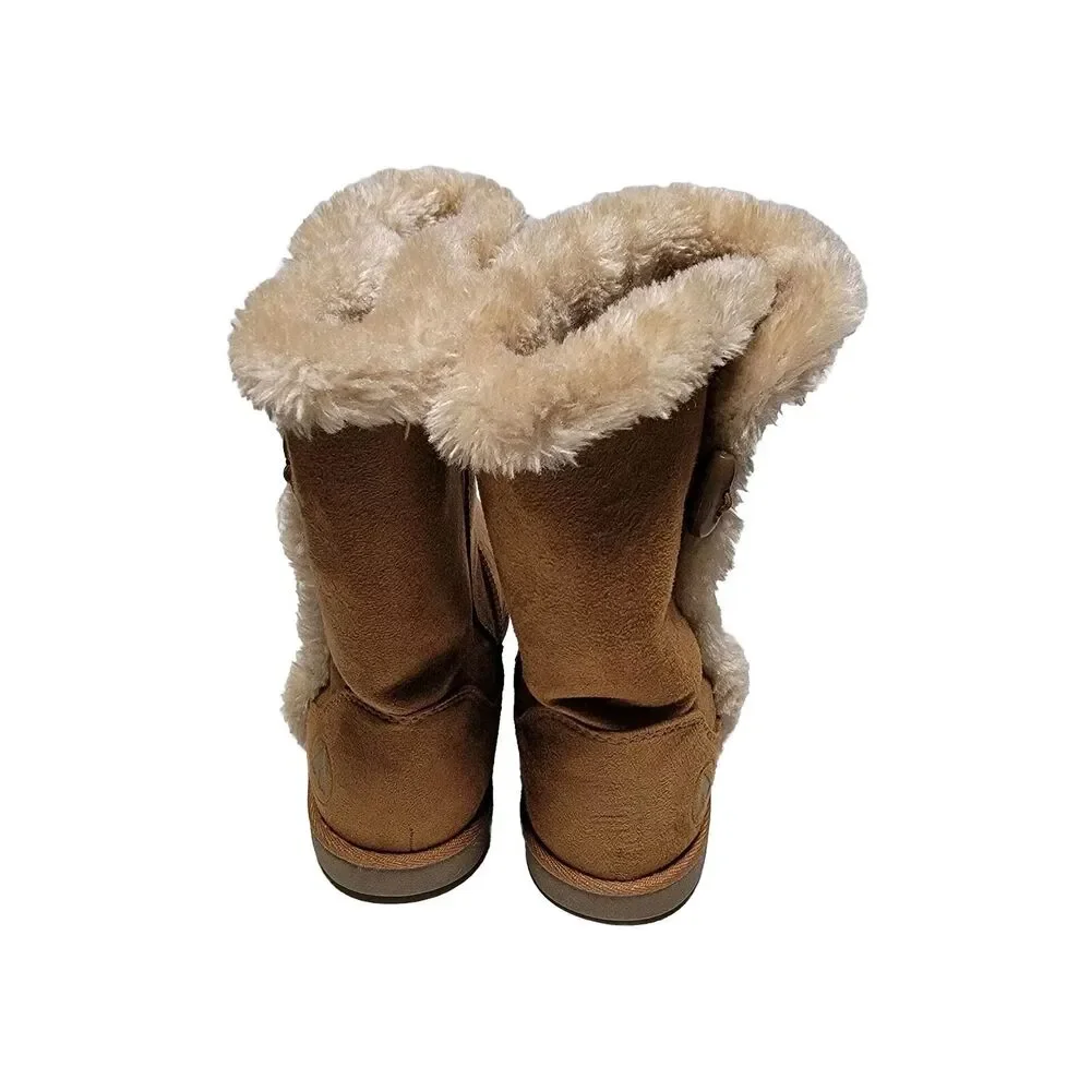 Airwalk Women's Size 9 M Brown Faux Fur Lined Ankle Winter Boots Comfort Warm